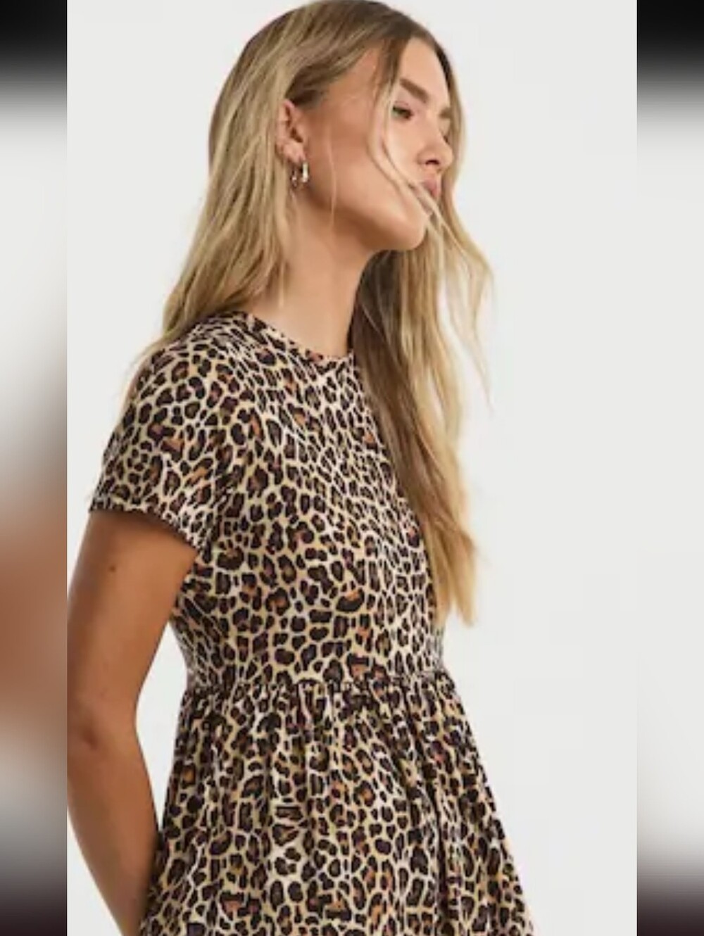 Jessica Simpson Leopard Print Short Sleeve Dress - Tan & Black
